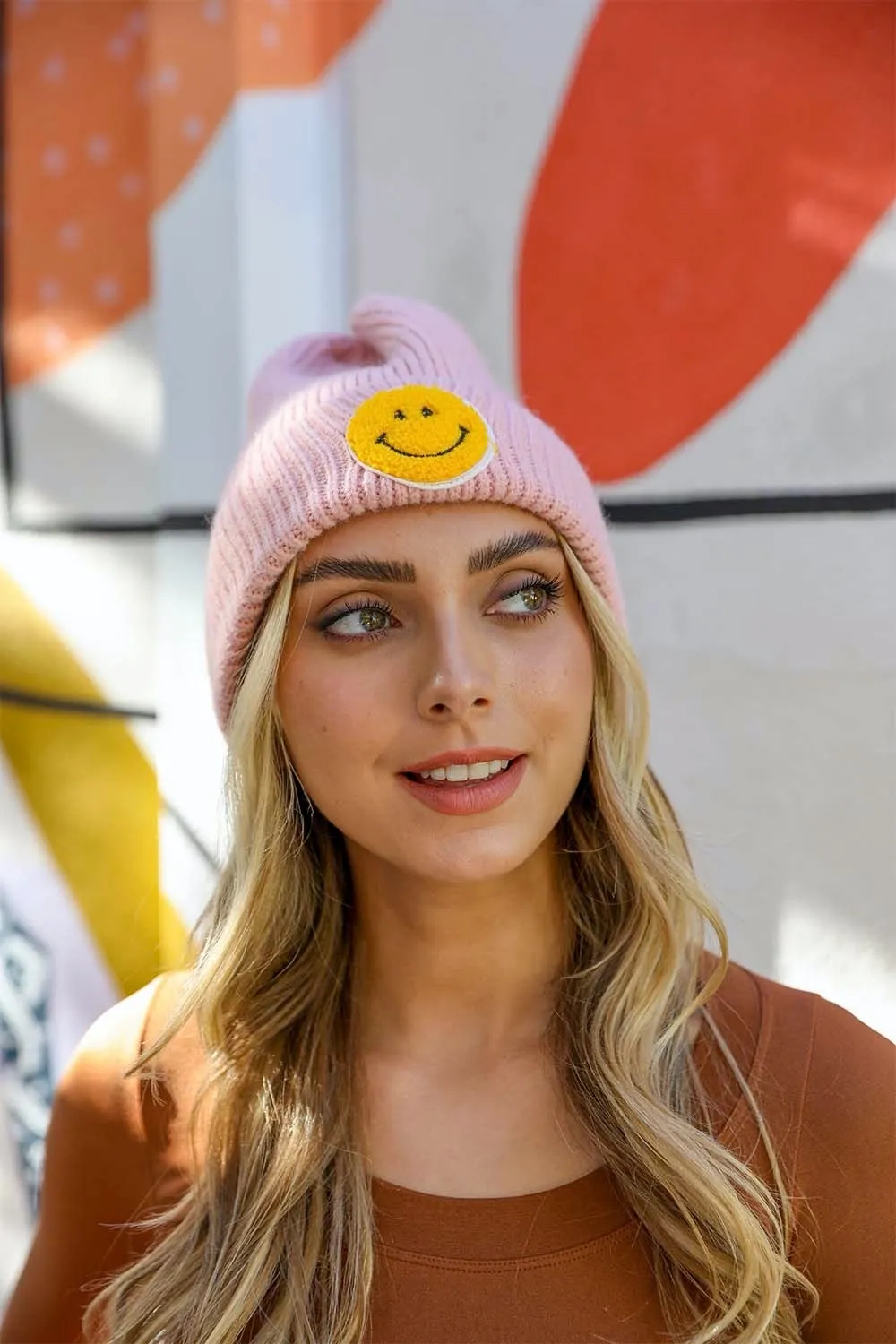 Beanie - Smiley - Pink