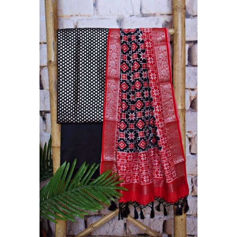 Black Banarasi Cotton Silk Suit