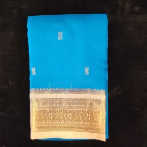 Blue with Half white | Dharmavaram Silk Saree No 111