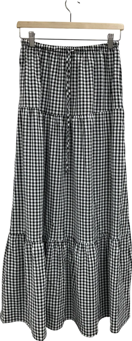 boohoo Black Gingham Maxi Skirt UK 10