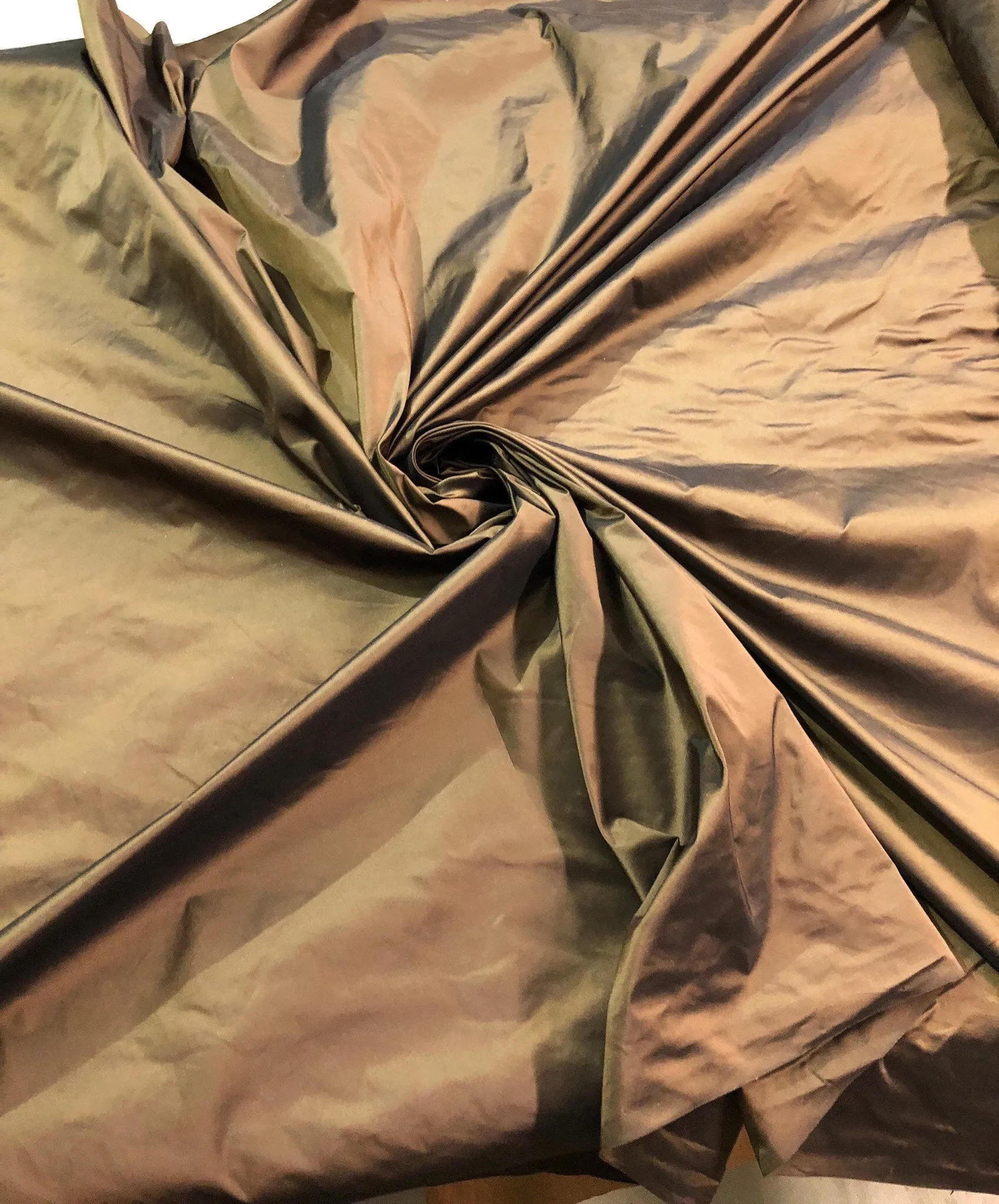 Bronze Silk taffeta fabric 54&quot; wide   Beautiful iridescent bronze silk taffeta fabric sold by the yard