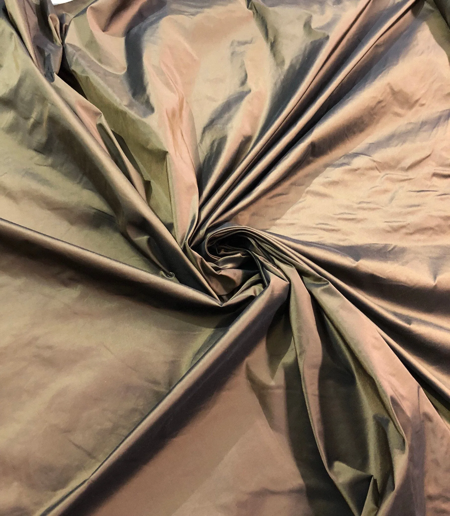 Bronze Silk taffeta fabric 54&quot; wide   Beautiful iridescent bronze silk taffeta fabric sold by the yard