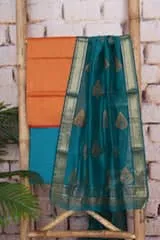 Orange Pure Maheshwari Silk Unstitched Suit