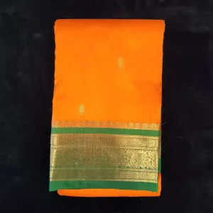 Orange with Green | Dharmavaram Silk Saree No 126