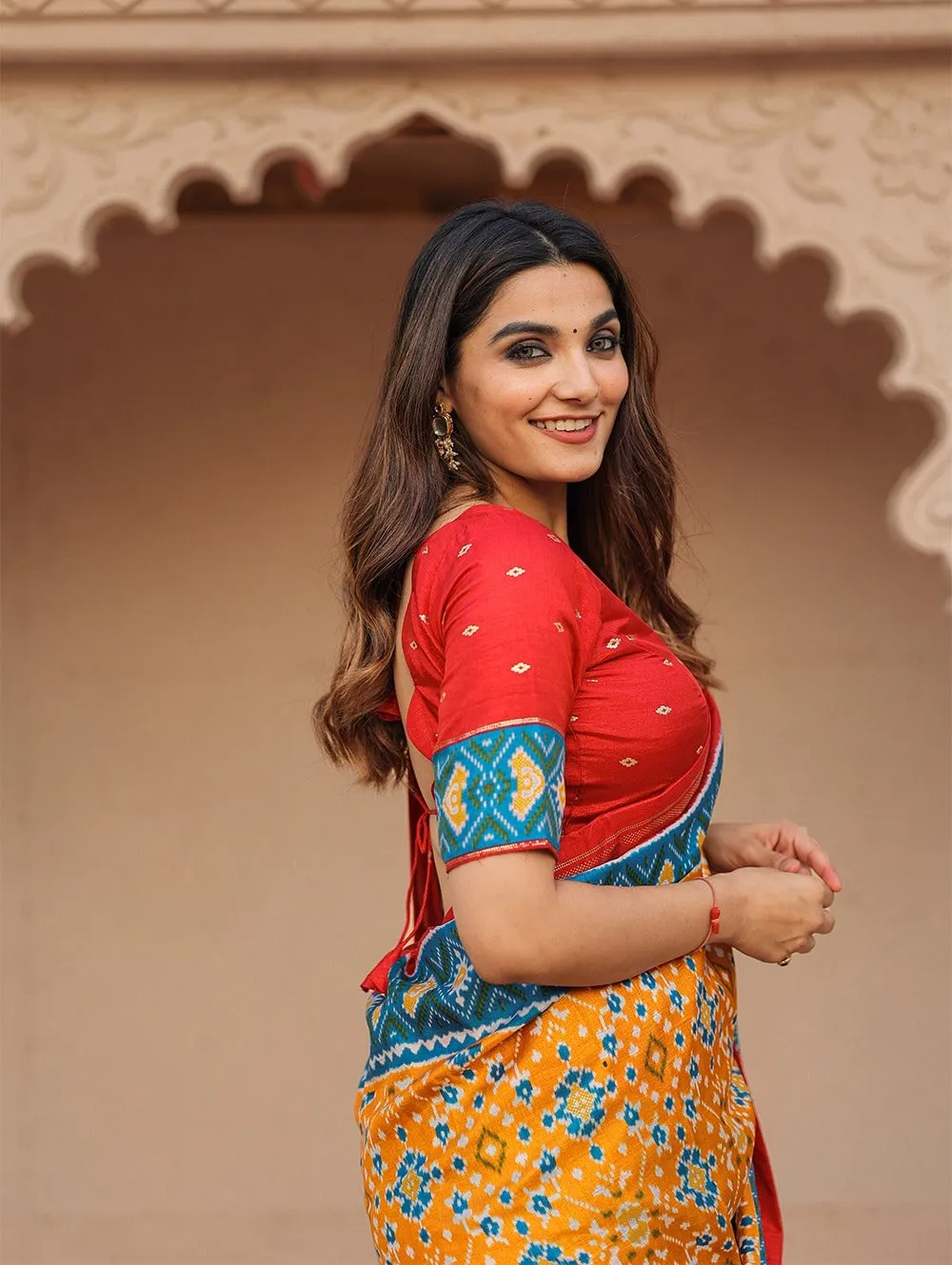 Party Wear Patola With Foil Print Saree