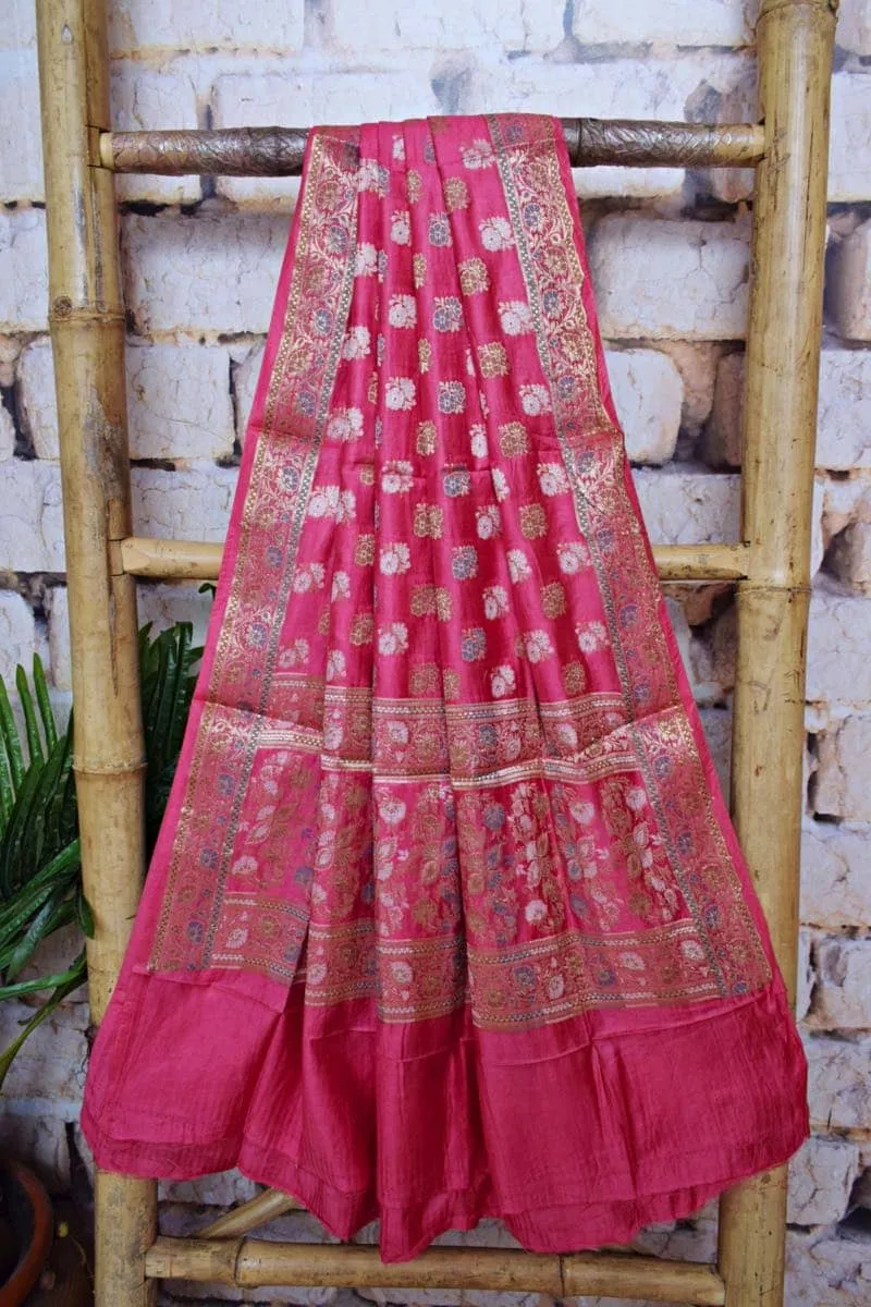 Pink Banarasi Cotton Silk Suit