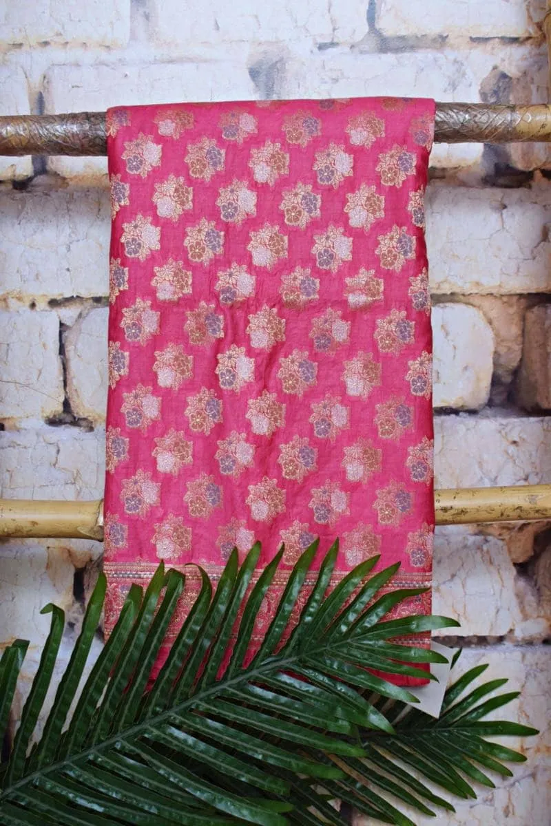 Pink Banarasi Cotton Silk Suit