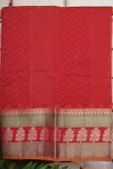 Red Pure Maheshwari silk Unstitched Suit