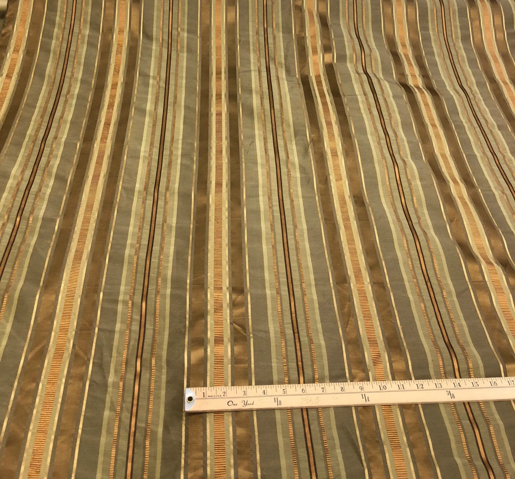 Silk jaquard satin stripe 54&quot; wide heavy upholstery weight silk jaquard satin stripes fabric sold by the yard