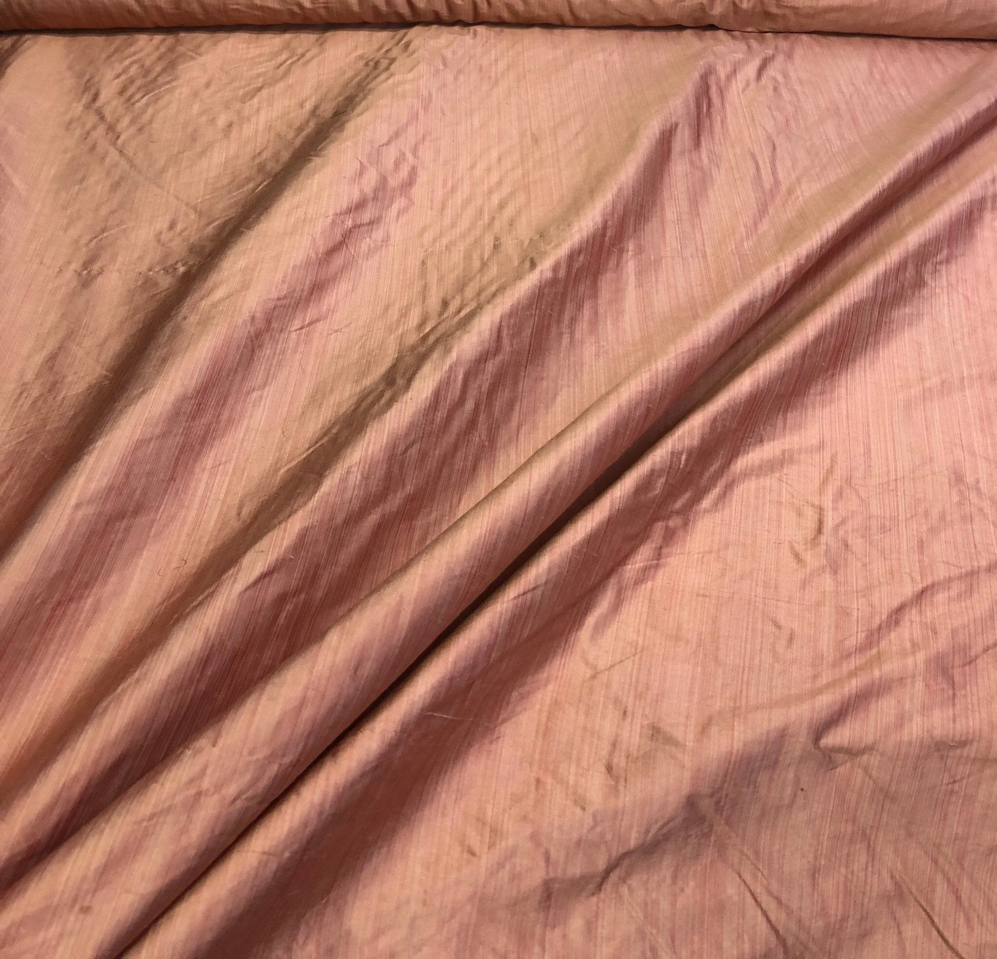 Silk shantung 54&quot; wide    Beautiful coral color pinstripe silk shantung fabric sold by the yard