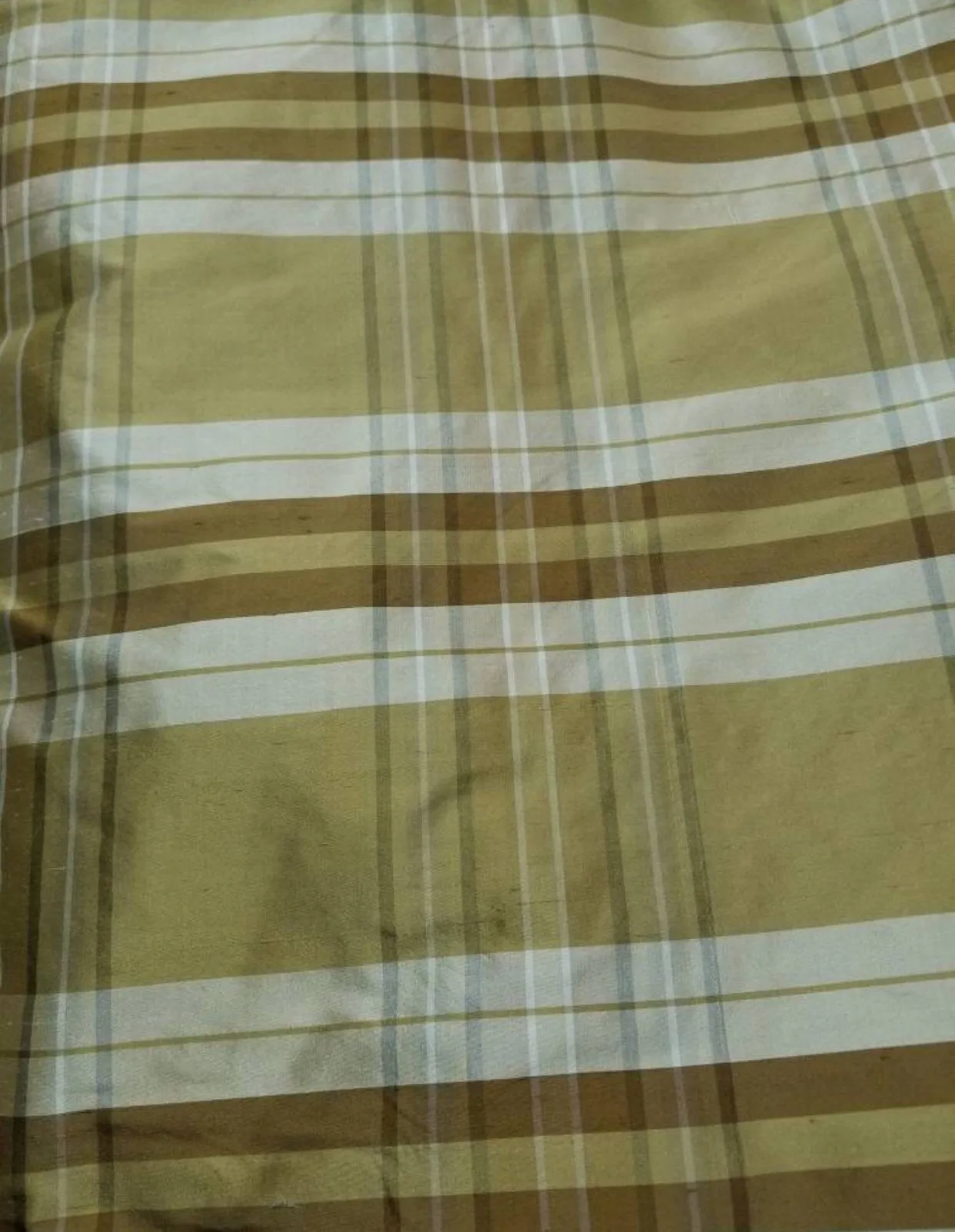 Silk shantung plaid 54&quot; wide     Beautiful gold shades      Fabric sold by the yard