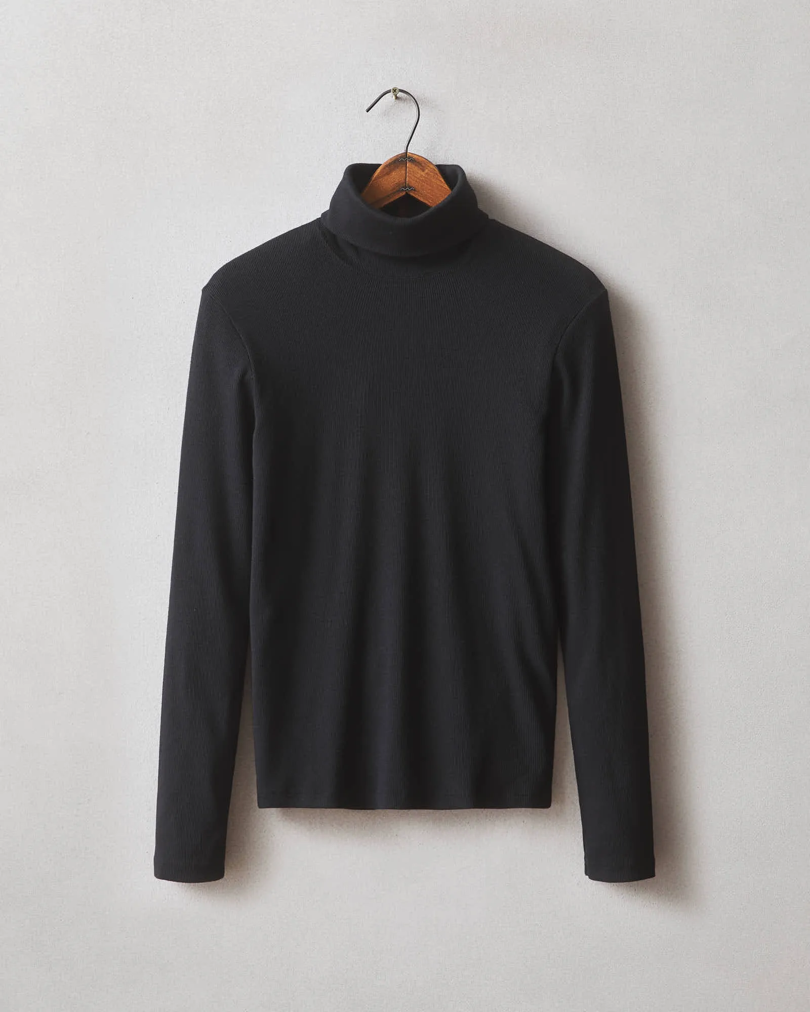 Stretch Rib Turtleneck - Black