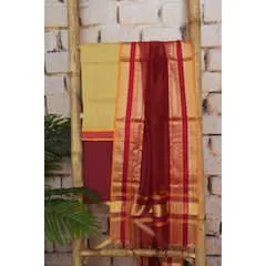 Yellow Pure Maheshwari Silk Unstitched Suit